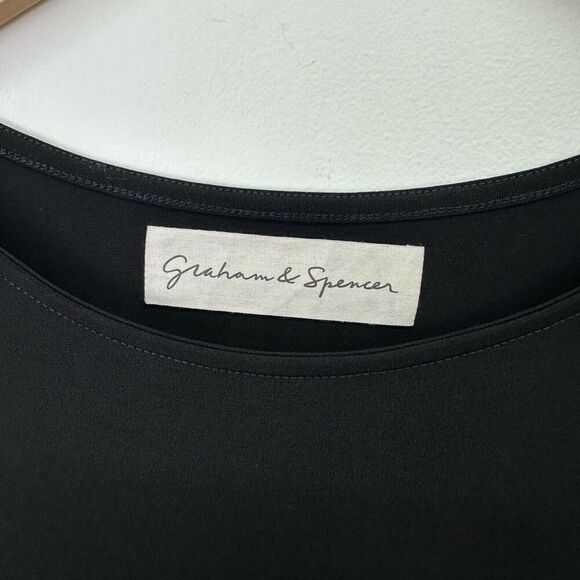 Graham & Spencer Anthropologie Black Stretch Jersey Knit Ruched Skirt Dolman Sle - Picture 4 of 13